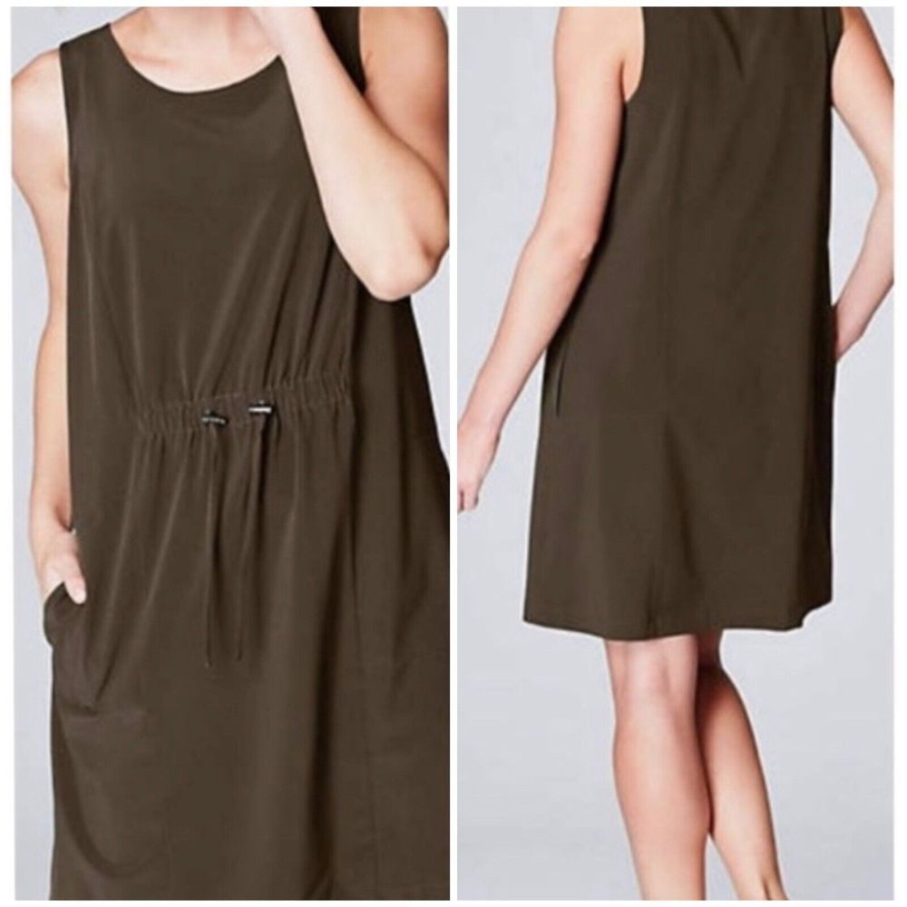 J.Jill Dress Womens XS Green Fit Tank Drawstring Pockets Lightweight Comfy